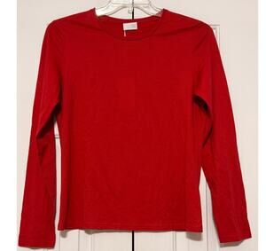 NWT TSE Long Sleeve Cotton Crewneck, Cherry, Size L